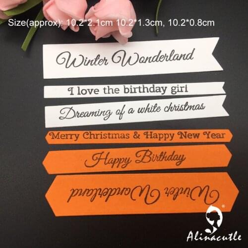 Die Cut Metal Cutting Cut 6pc simple banner set Alinacraft Scrapbook Paper Craft Handmade Card Punch Art Knife Cutter Die Cut