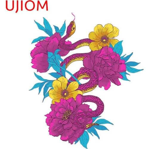 UJIOM Snake and Flowers Wall Stickers Decoracion Para Sala Bedroom Accessories Wallpaper Bathroom Decor Poster Wall Decal