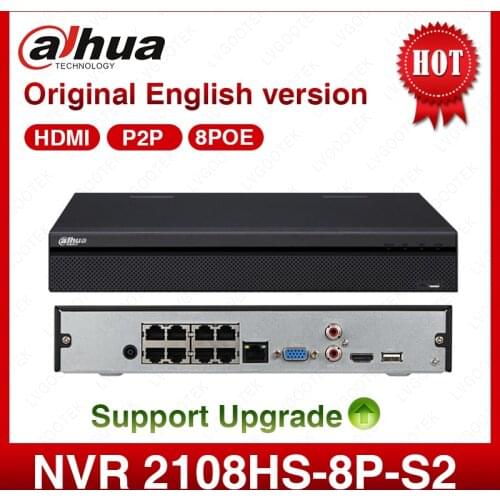 Dahua NVR NVR2108HS-8P-S2 8CH 8POE Network Video Recorder Full HD 1080P Recorder With 1SATA 2USB Interface