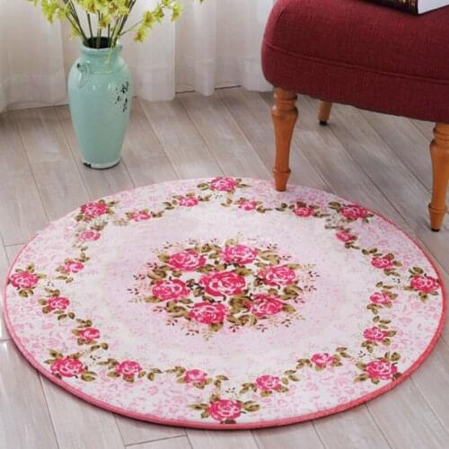 Vintage Jacquard Continental Round Carpets for living room Multisize Decor Non-slip Carpet Water Absorption fabric Floor Mat Rug