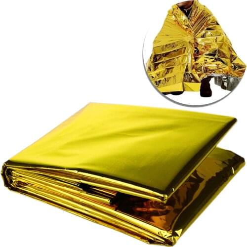 Outdoor Water Proof Emergency Survival Rescue Blanket Foil Thermal Space First Aid Sliver Rescue Curtain Blanket Tool 210*160cm
