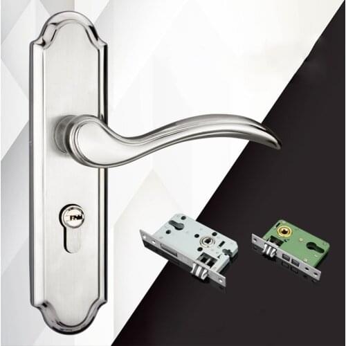 304 Stainless Steel Modern Simplicity Sliding Door Lock Indoor Bedroom Solid Wood Door Universal Household Handle Lock