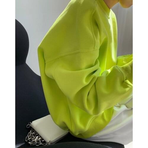 Autumn And Winter Solid Color Oversize Profile Round Neck Plus Velvet Hoodie Loose And Thin Casual Top Women