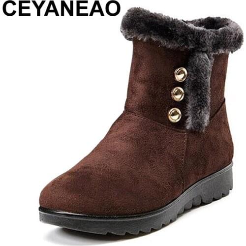 CEYANEAO 2019 Women Ankle Boots New Fashion Waterproof Wedge Platform Winter Warm Snow Boots Shoes For FemaleE1248
