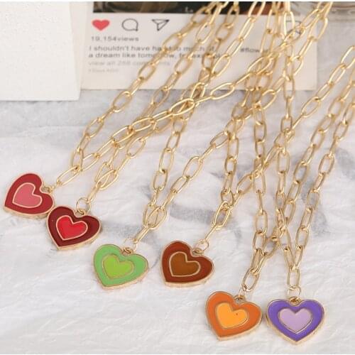 2021 INS Style Colorful Yin Yang Mushroom Pendant Necklace For Women Creative Colorful Dripping Oil Summer Jewelry