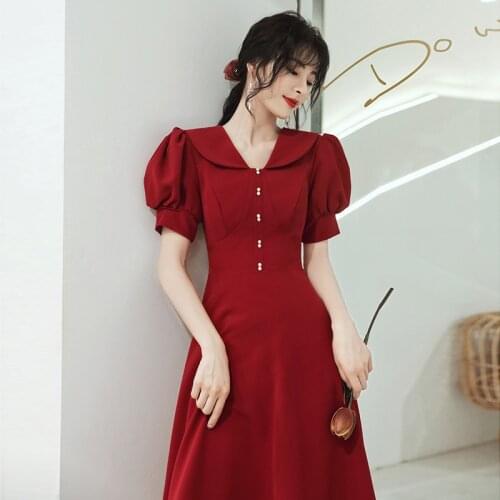Elegant Doll Collar Beading Puff Sleeve A-Line Evening Dress Cheongsam Back Zipper Prom Fomail Gown Vestidos De Noche