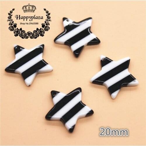 10pcs 20mm Resin Black and White Strip Star Shape Flatback Cabochon DIY Jewelry/Craft Decoration