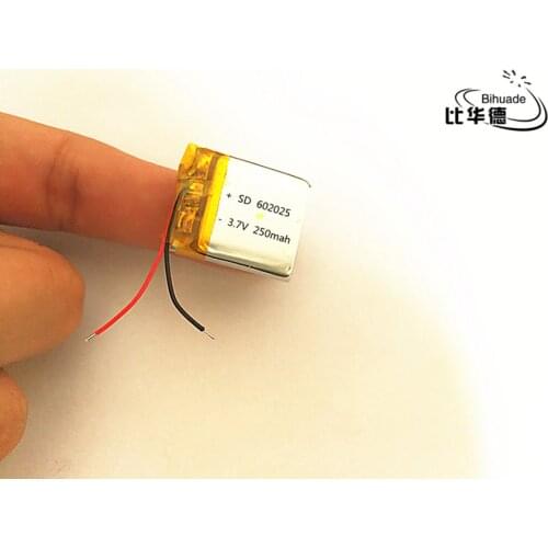 10pcs/lot 3.7V 250mAh 602025 Lithium Polymer Li-Po li ion Rechargeable Battery cells For Mp3 MP4 MP5 GPS PSP mobile bluetooth