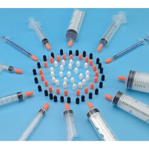3*6*9 Rubber Syringe Caps Needle Sealed Plugs Test Tube End Cover White/Black/Orange