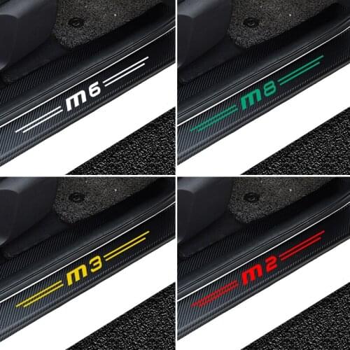 4PCS Car Door Carbon Fiber Sill Scuff Plate Decor Sticker For BMW m2 m3 m4 m5 m6 m8 Accessories