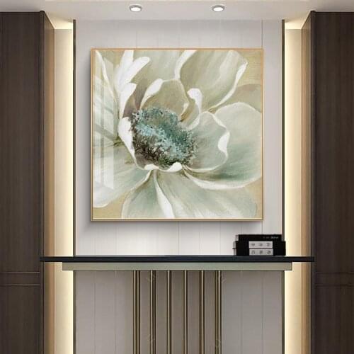 Abstract Big White Flower Canvas Painting Printing Poster Living Room Corridor Fashion Simple Decoration Living Room Decoration