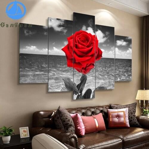 Diamond Painting red rose seascape 5d Diy Mosaic Full Square Round Drill Rhinestone Daimond Embroidery Pictures Sale 5 pcs set
