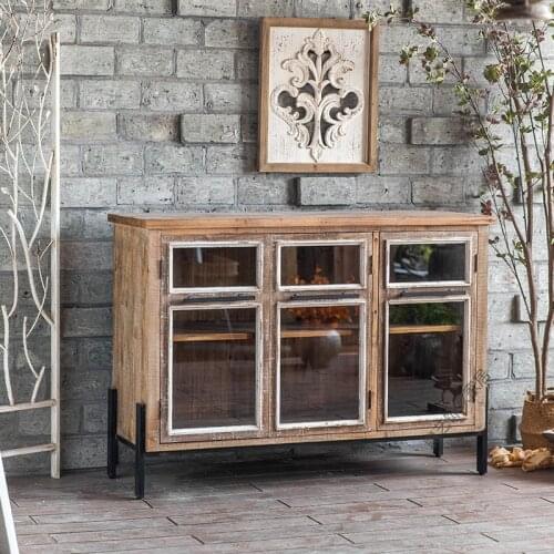 American Retro Old Solid Wood Porch Cabinet Living Room Storage Homestay Hotel Restaurant Decoration Low