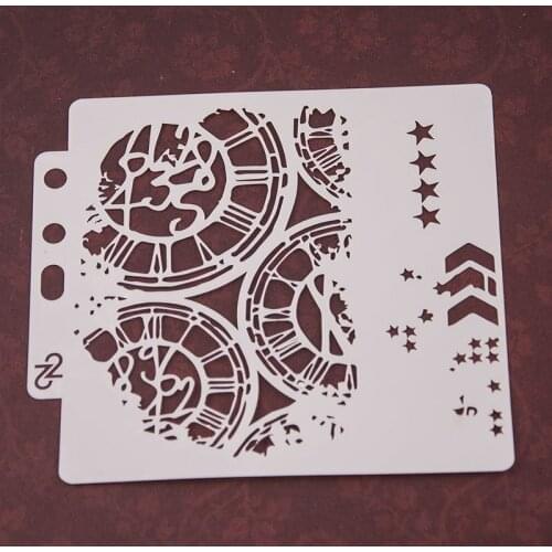 Clock flower Layering Stencils graffiti hand copied board hollowed out photo album graphic spray painting tool