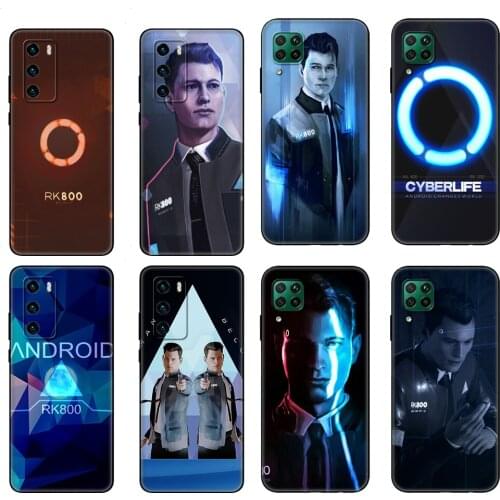 Black tpu Case For Huawei P30 Lite P30 Pro P40 Case For Huawei P40 LITE E P Smart Case Cover Detroit Become Human RK800 Connor