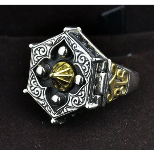 Pure Silver Thai 925 Sterling Silver Opening Adjustable Size Retro Heaven And Earth Tai Chi S925 Ring Religious Jewelry (HY)