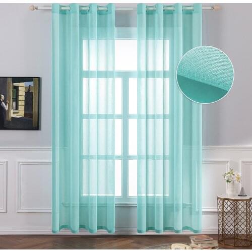 Colorful Sheer Curtains For Living Room Eyelet Top Grommets Voile Sheer Panel Window Curtain