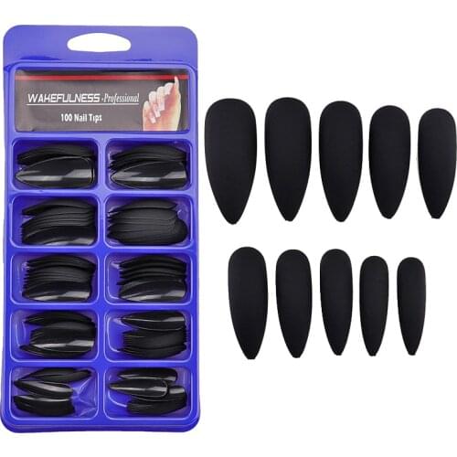 Long Matte Nails Beauty Nails Cute Stiletto Nails Long Pointy 100pcs/Box Matte Black Stiletto Nails - Full Set Edgy Black N
