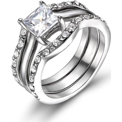 EAMTI Silver Color Women Stainless Steel Ring Set Vintage Jewelry Rings For Women Anel Feminino Conjunto Aneis Anillos