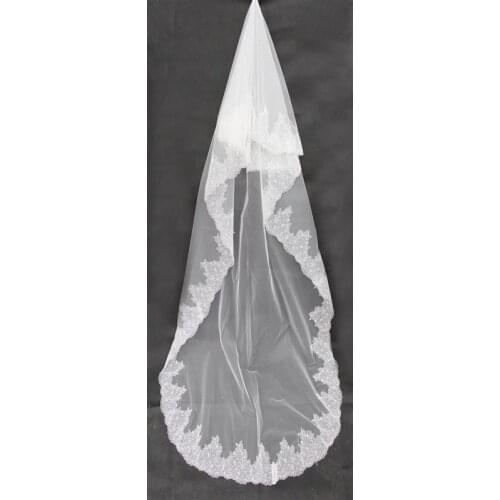 New Elegnat One-layer White Crepe Wedding Veil With Appliques For Weddings Accessories