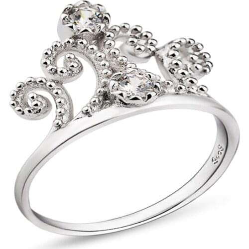 GNJ0516 New 100% Fine 925 Sterling Silver Sweet Jewelry Fashion Lovely Luxury Crown Rings For Women Christmas Gift