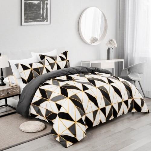 Gray Bedding Set Luxury Geometric Patterns Comforters For Queen Size Bed High Quality Double Bed Duvet Covers