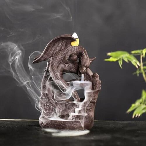 Backflow Dragon Incense Burner Holder Censer Meditation Ornament Decoration This censer is suitable for living room, bedroom