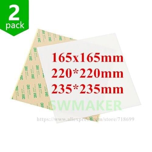 2pcs 165/220/235mm PEI sheet 3D Print Build Surface Polyetherimide tape for Creality Ender-2/3/3S 3D printer