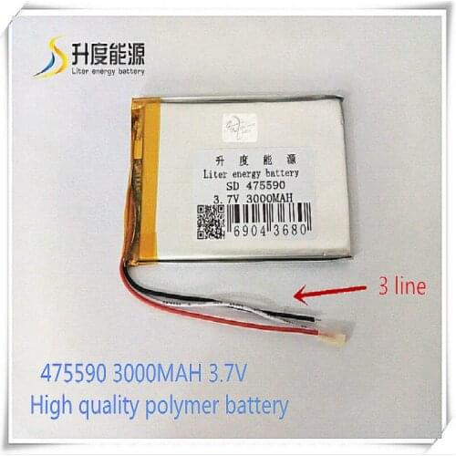 Liter energy battery 3 line lithium polymer battery 475590 3.7V 3000MAH mobile power supply tablet 7 'tablet