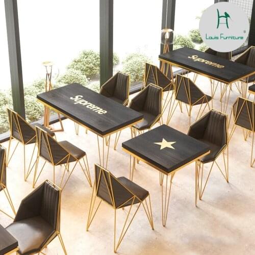 Louis Fashion Cafe Furniture Sets Western Restaurant Coffee Dessert Shop Milk Tea Table and Chair Combination
