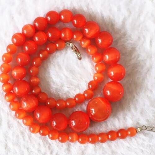 Newly orange tower chain 6-14mm prefect round beads necklace for women fashion weddings party gifts choker jewelry 18inch B622-3