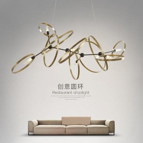 Nordic Minimalism Rings Led G9 Pendant Lights Lustre Plate Brass Gold Living Room Droplight Led Suspend Lamp Luminarias Fixtures