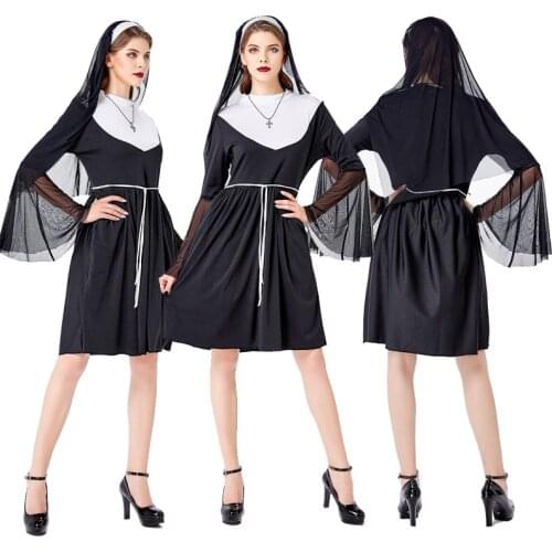 Halloween New Nun Priest Wears Dress Saint Female Mary Role Play DS Performance Costume