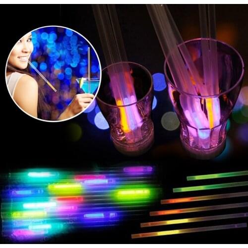 Plastic Drinking Straws Fluorescent pipette MultiColored Disposable Straw Party Rainbow Straw Luminous straw Bar Party Accessory