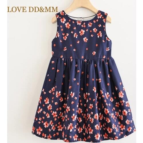 LOVE DD&MM Girls Dresses 2021 New Childrens Clothing Flower Round Neck Sleeveless Mesh Vest Dress Kids Clothes For Girl