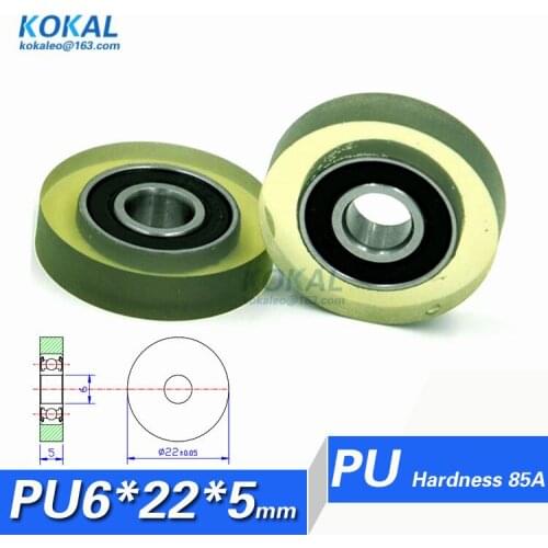 [PU0622-5]Free shipping 10PCS 696RS PU TPU bearing wheel roller for counter machine ball bearing wheel 6*22*5mm