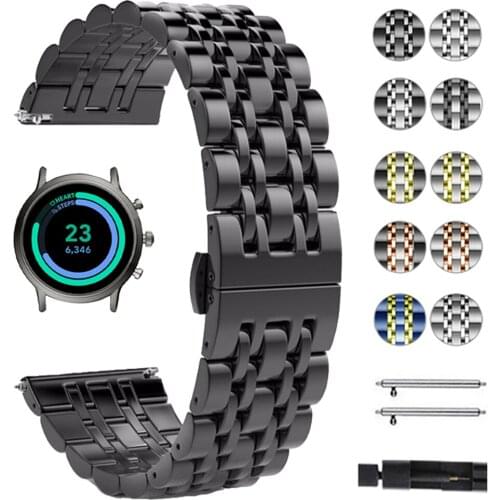 Band for Fossil Gen 4 5 Carlyle HR Julianna HR Fossil Sport 43mm / Q Explorist HR Metal Wrist Strap Stainless Steel Watchband 22