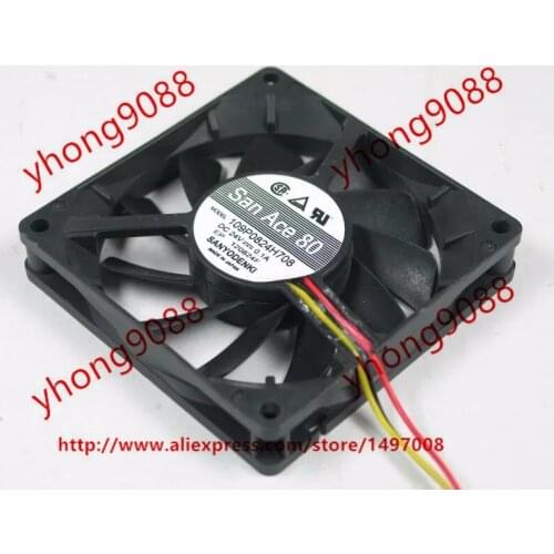 SANYO DENKI 109P0824H708 DC 24V 0.10A 80x80x15mm 3-wire Server Cooling Fan