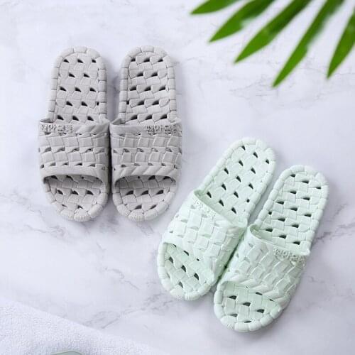 Soft Sole Slippers Fashion Men Women Couple Flat Indoor Home Shoes Summer Casual PVC Hollow Leaky Non-slip Bathroom Flip Flops