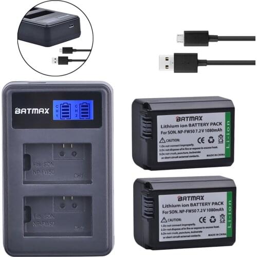 2x NP-FW50 NP FW50 Replacement Li-ion Battery&Dual USB Charger for Sony NEX-5 NEX-7 SLT-A55 A33 A55 A37 A3000 A5000 A51000 A6000