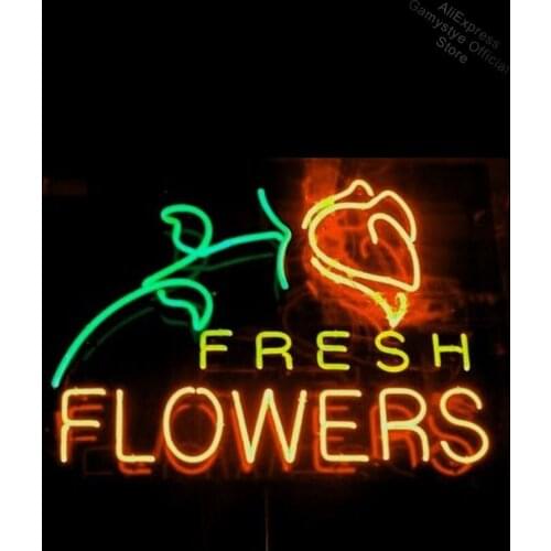 Fresh Flower Neon Light Sign real Glass Tube Neon Bulb Sign Decor Wall Store Coffee Neon board Sign Professional Logo Designers