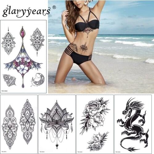 Glaryyears 1 Pc Temporary Tattoo Sticker Hot Fake Beautiful Girl And Flower Flash Waterproof Fashion Small Body Art Men Women