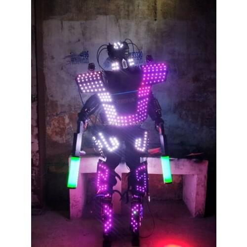 WYY LED robot men suit colorful luminous glowing wears dancing costumes model show dress clothe dj bar performance