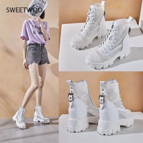 Size 34-43 2021 Woman Real Leather Ankle Boots Fashion Shoes Woman Short Winter Warm Boots Platform Heel Footwear