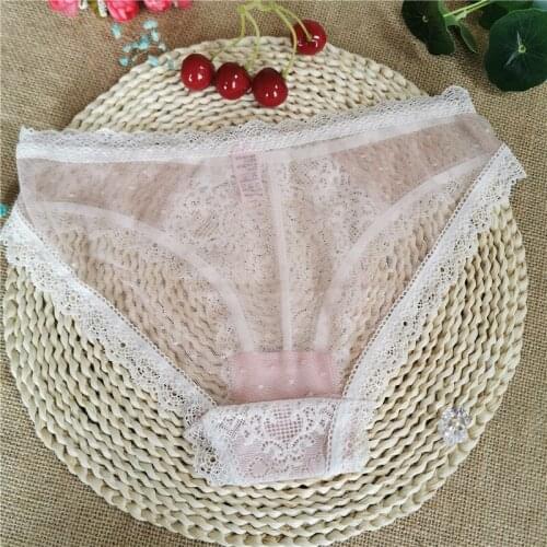 French Style Women Underpants Female Panties Comfort Intimates Lace Underwear Briefs Ice Silk Hollow Out sexy Lingerie calcinha