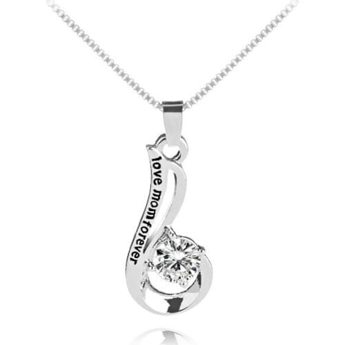 Women Fashion Zircon Words Pendant Necklace Family Love Jewelry Gifts