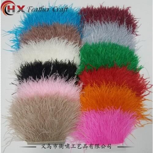 1 Meter Multicolor Real Ostrich Feather Trims Ribbon 10-15cm White Ostrich For Dress Clothing Decoration Sewing Feathers Crafts
