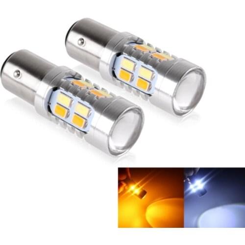 2 X White amber double color 1157 P21/5W Bay15d S25 T20 7443 T25 3157 20SMD 5730 High Power LED Brake Light Bulb