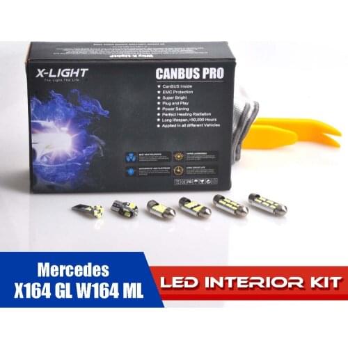 20pcs Error Free Xenon White Premium LED Interior Light Kit for Mercedes X164 GL W164 ML + Installation Tools
