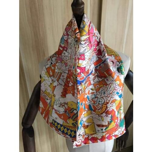 2021 New Arrival Fashion Elegant red 100% silk scarf 90*90 cm square shawl twill wrap for women lady girl